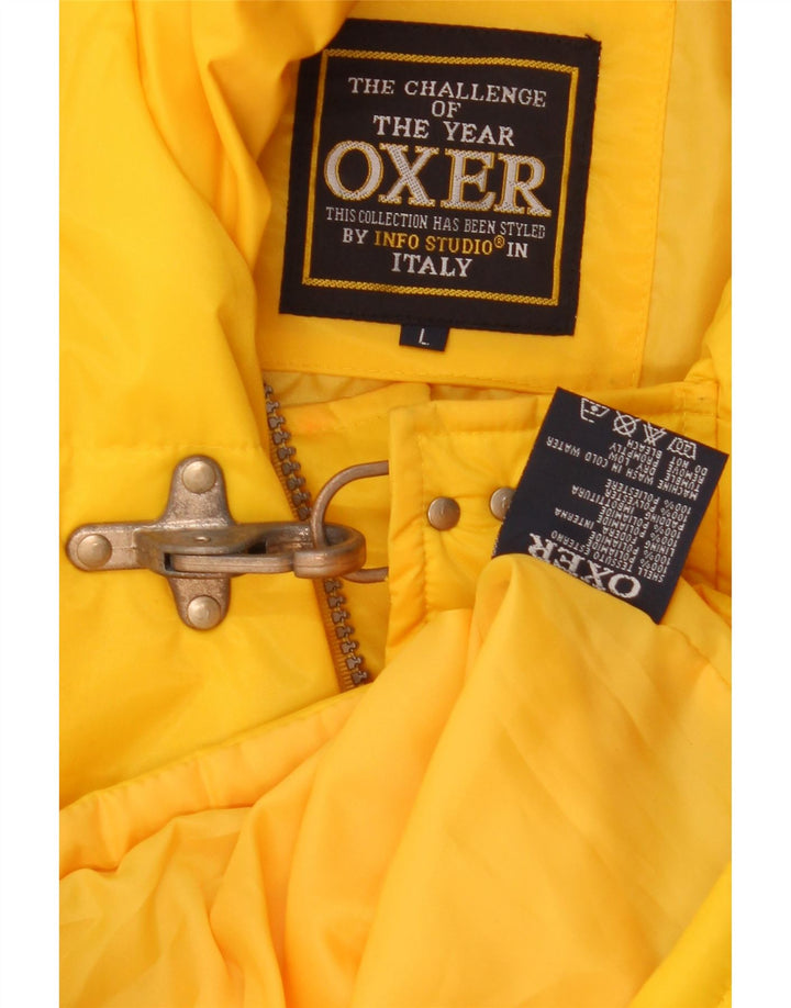 OXER Mens Hooded Padded Jacket UK 40 Large Yellow Polyamide