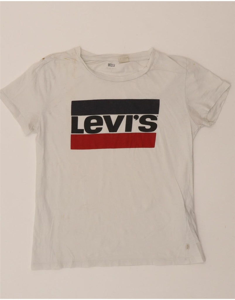 LEVI'S Womens Graphic T-Shirt Top UK 10 Small White Cotton Vintage Levi's and Second-Hand Levi's from Messina Hembry 