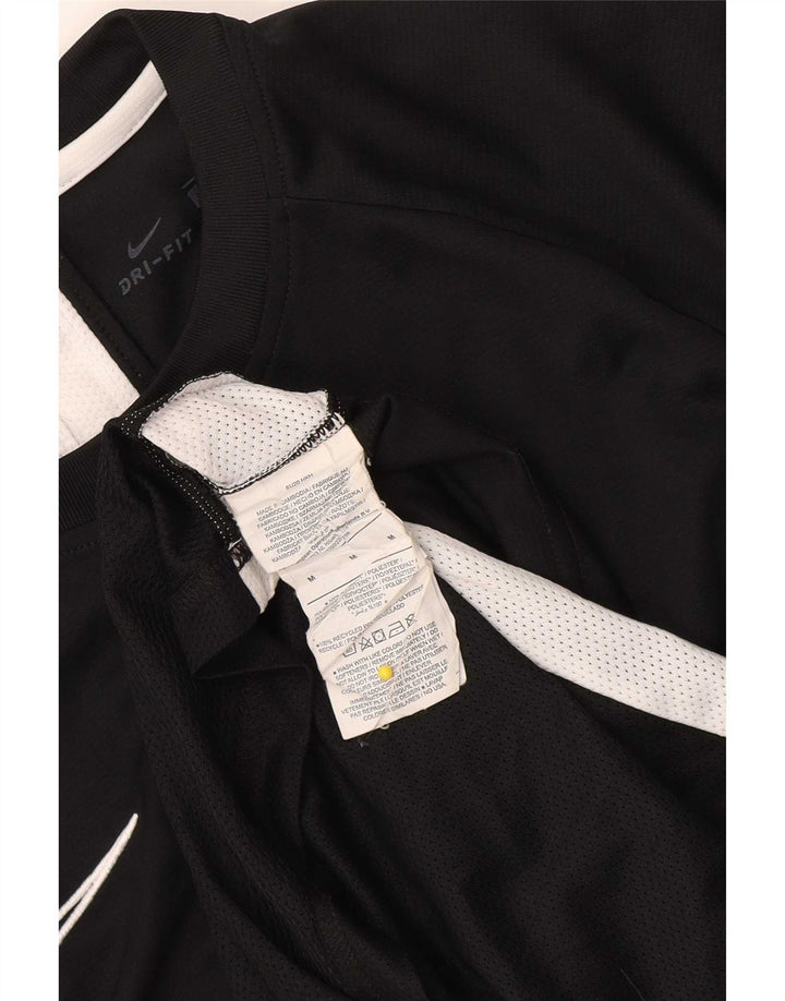 Nike Womens Dri Fit T-Shirt Top UK 14 Medium Black Colourblock Polyester