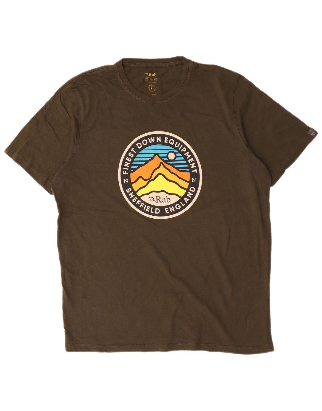 Rab Mens Graphic T-Shirt Top XL Khaki Cotton