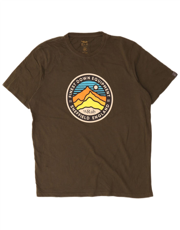 Rab Mens Graphic T-Shirt Top XL Khaki Cotton