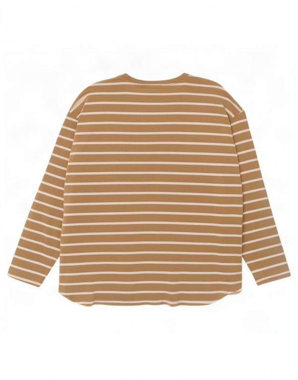 Gap Womens Oversized Top Long Sleeve UK 20 2XL Beige Striped Rayon