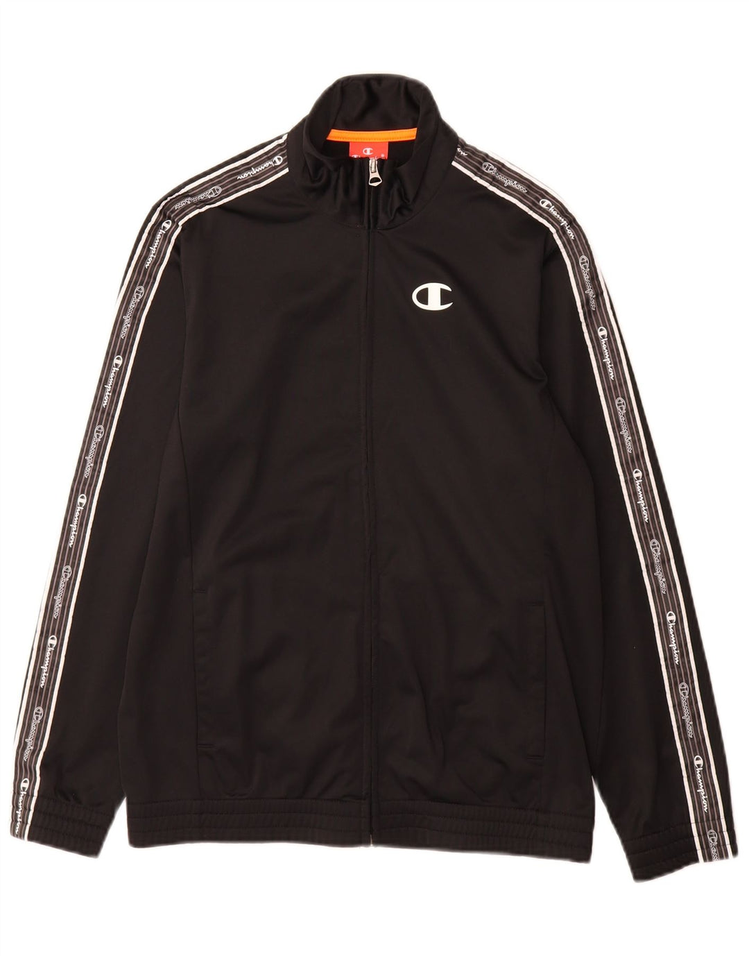Champion Girls Graphic Tracksuit Top Jacket 13-14 Years XL Black Polyester