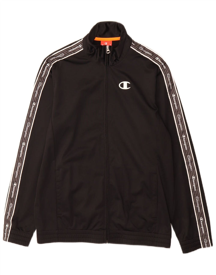 Champion Girls Graphic Tracksuit Top Jacket 13-14 Years XL Black Polyester