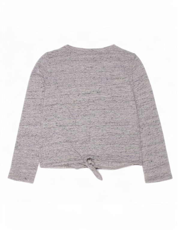 Tommy Hilfiger Girls Graphic Top Long Sleeve 4-5 Years XS Grey Flecked