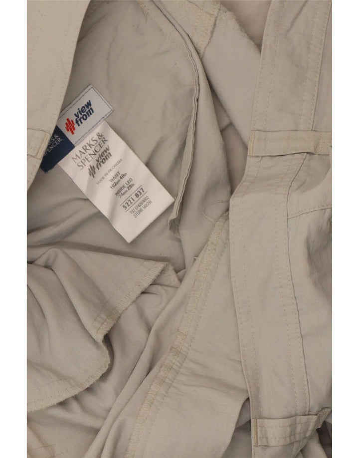 Marks & Spencer Womens Straight Cargo Trousers W40 L29 Grey Polyamide