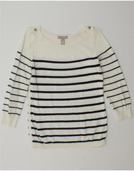 BANANA REPUBLIC Womens Boat Neck Jumper Sweater UK 12 Medium White Striped