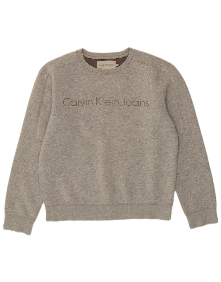 CALVIN KLEIN JEANS Womens Sweatshirt Jumper UK 14 Medium Grey Flecked