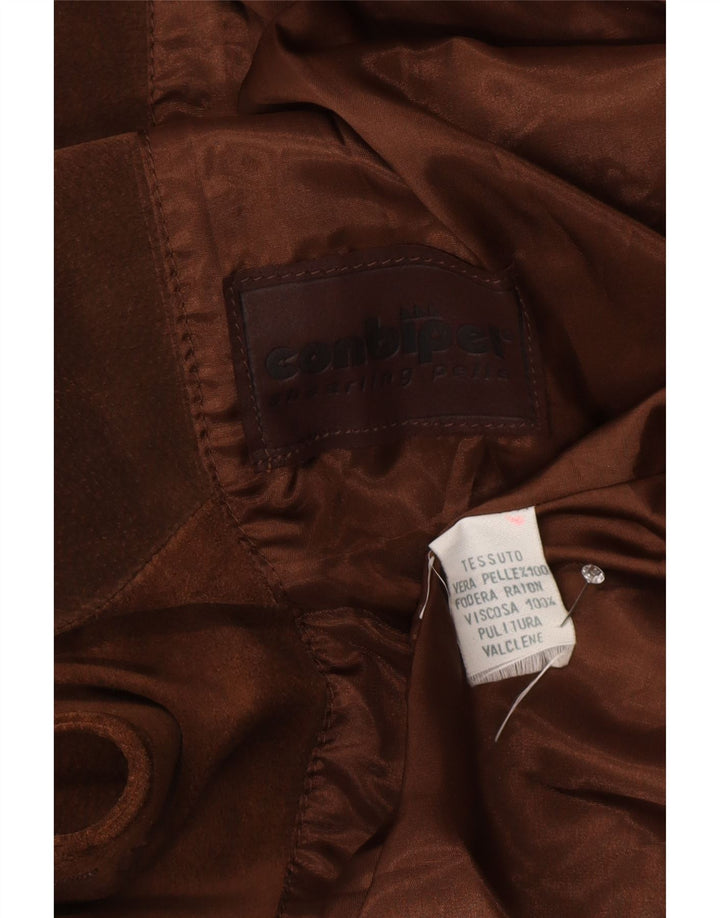 Conbipel Womens Suede Overcoat UK 18 XL Brown Leather