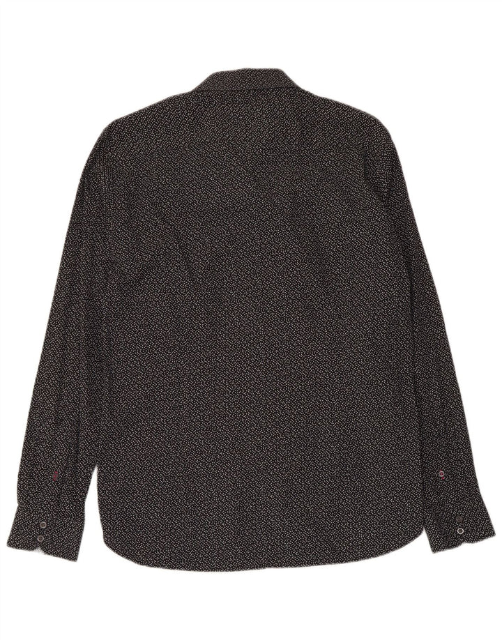 Ted Baker Mens Abstract Pattern Slim Fit Shirt Size 15 1/2 Medium Black