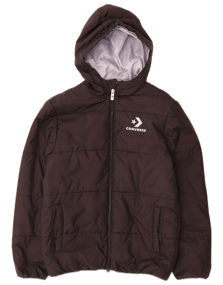 Converse Boys Hooded Padded Jacket 12-13 Years Large Black Polyester