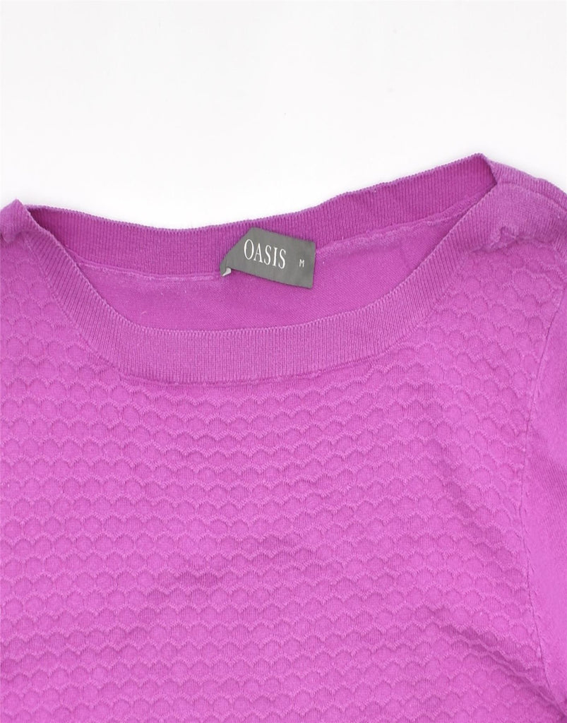 OASIS Womens Longline Boat Neck Jumper Sweater UK 12 Medium Pink Cotton | Vintage | Thrift | Second-Hand | Used Clothing | Messina Hembry 