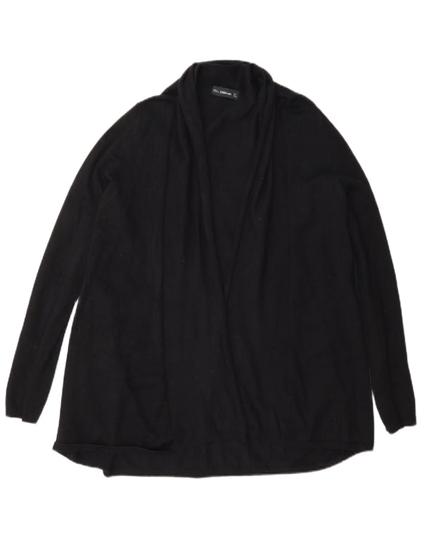 Zara Womens Open Cardigan Sweater UK 14 Large Black Viscose