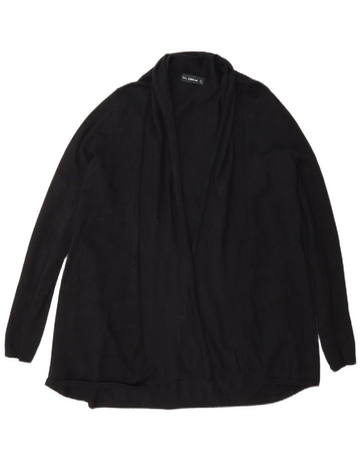 Zara Womens Open Cardigan Sweater UK 14 Large Black Viscose