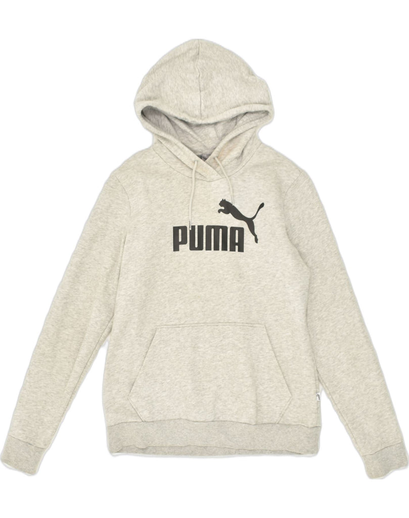 PUMA Mens Slim Fit Graphic Hoodie Jumper UK 14 Medium Grey Cotton | Vintage Puma | Thrift | Second-Hand Puma | Used Clothing | Messina Hembry 