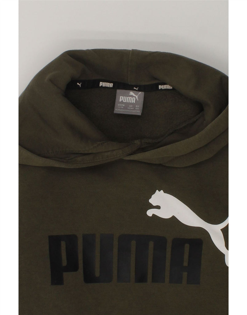 PUMA Boys Graphic Hoodie Jumper 13-14 Years Khaki Cotton | Vintage Puma | Thrift | Second-Hand Puma | Used Clothing | Messina Hembry 