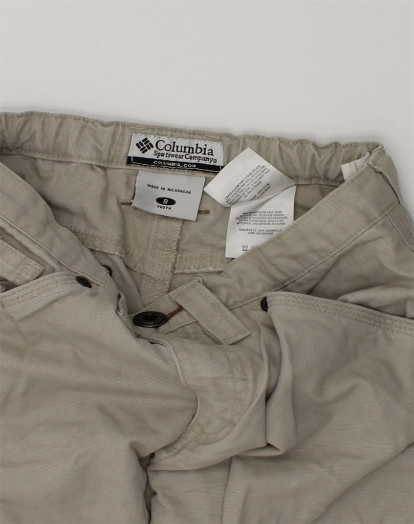 COLUMBIA Boys Straight Cargo Trousers 7-8 Years W23 L23 Beige Cotton | Vintage Columbia | Thrift | Second-Hand Columbia | Used Clothing | Messina Hembry 