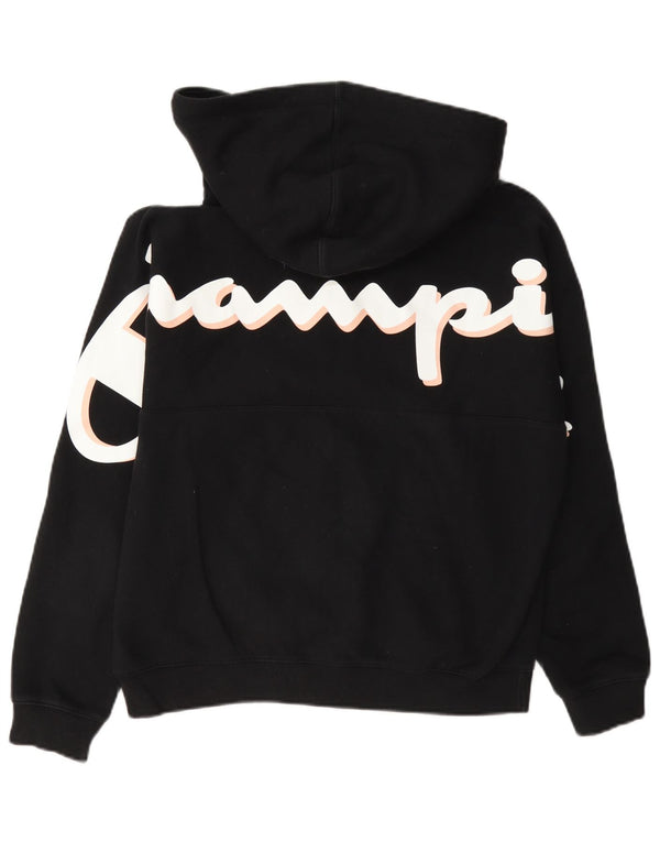 Champion Womens Relaxed Fit Zip Hoodie Sweater UK 10 Small Black Cotton