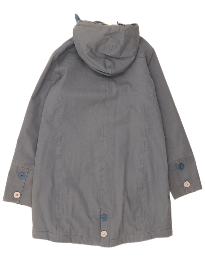 Weird Fish Womens Hooded Parka Jacket UK 10 Small Blue Cotton