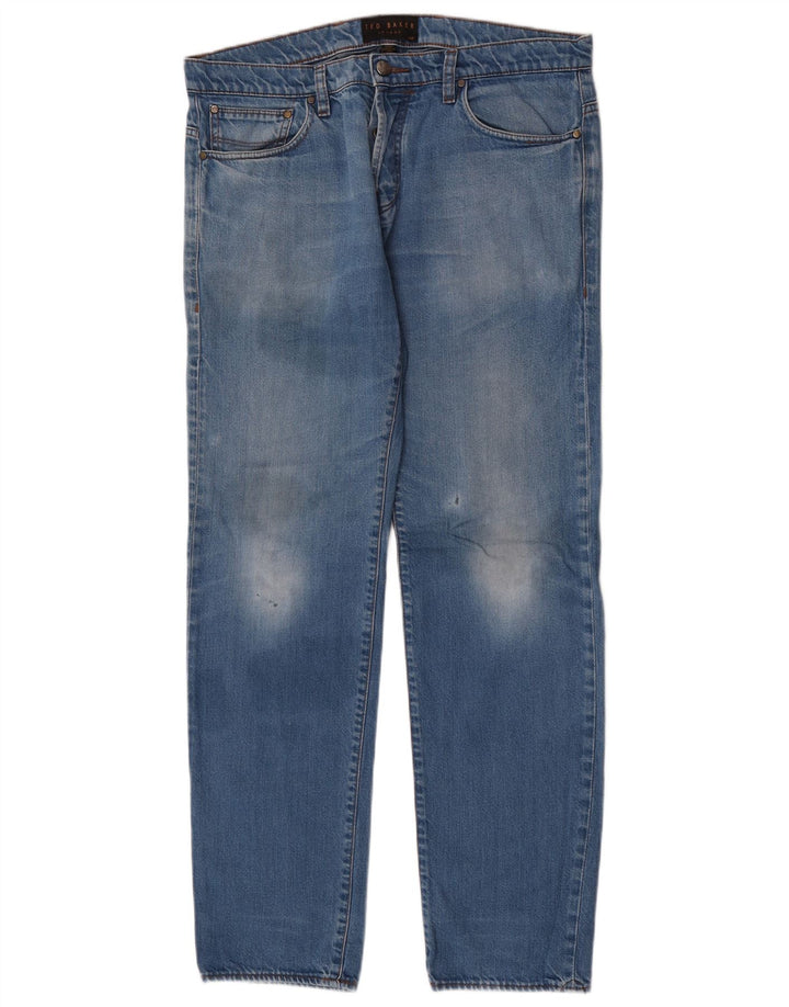 Ted Baker Mens Straight Jeans W34 L32 Blue Polyester