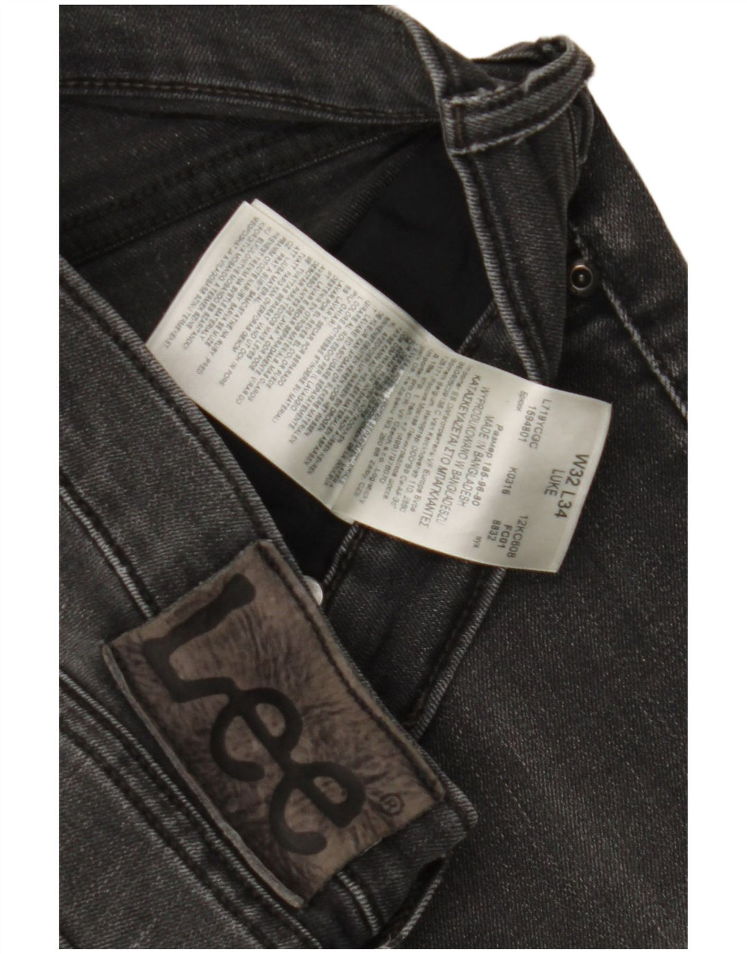 LEE Mens Luke Slim Jeans W32 L28 Grey Cotton