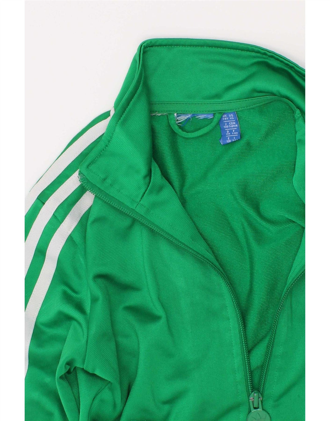 Adidas Boys Graphic Tracksuit Top Jacket 7-8 Years Green Polyester