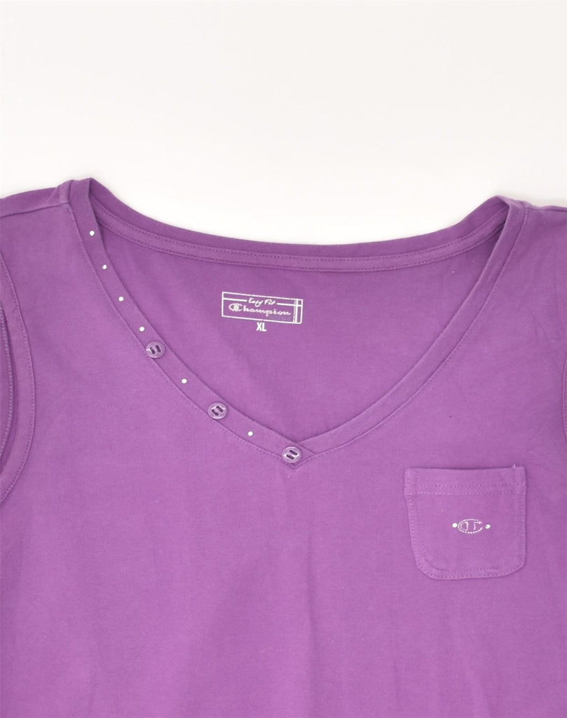 CHAMPION Womens Easy Fit Vest Top UK 18 XL Purple Cotton | Vintage Champion | Thrift | Second-Hand Champion | Used Clothing | Messina Hembry 