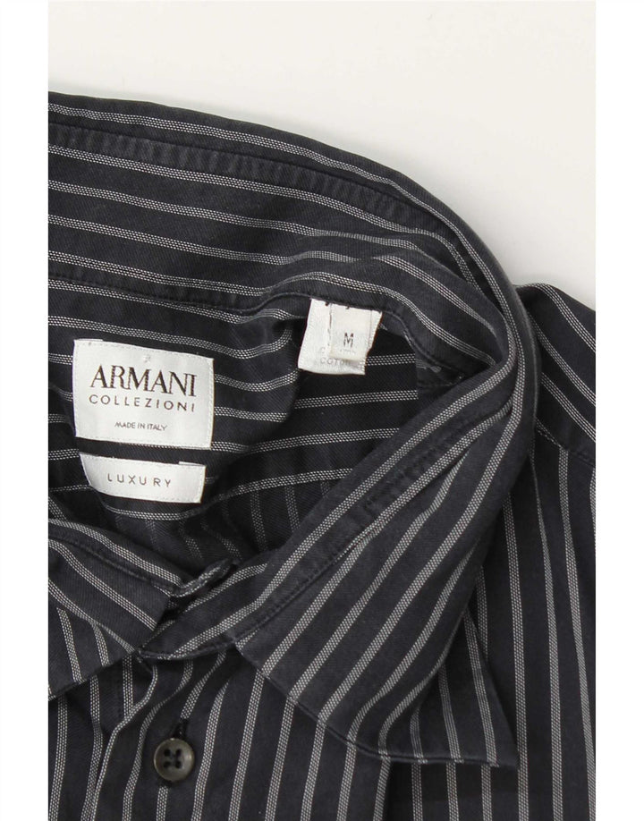 Armani Collezioni Mens Shirt Medium Grey Pinstripe Cotton