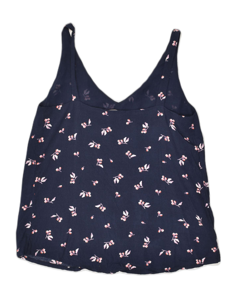 JOULES Womens Vest Top UK 12 Medium  Navy Blue Floral Viscose | Vintage Joules | Thrift | Second-Hand Joules | Used Clothing | Messina Hembry 