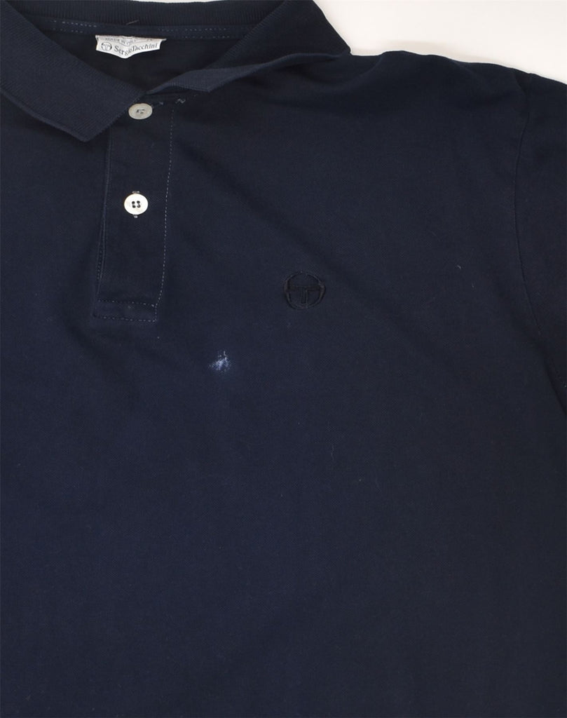 SERGIO TACCHINI Mens Polo Shirt Medium Navy Blue Cotton | Vintage Sergio Tacchini | Thrift | Second-Hand Sergio Tacchini | Used Clothing | Messina Hembry 