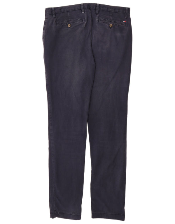 TOMMY HILFIGER Mens Slim Chino Trousers W33 L34 Navy Blue Cotton