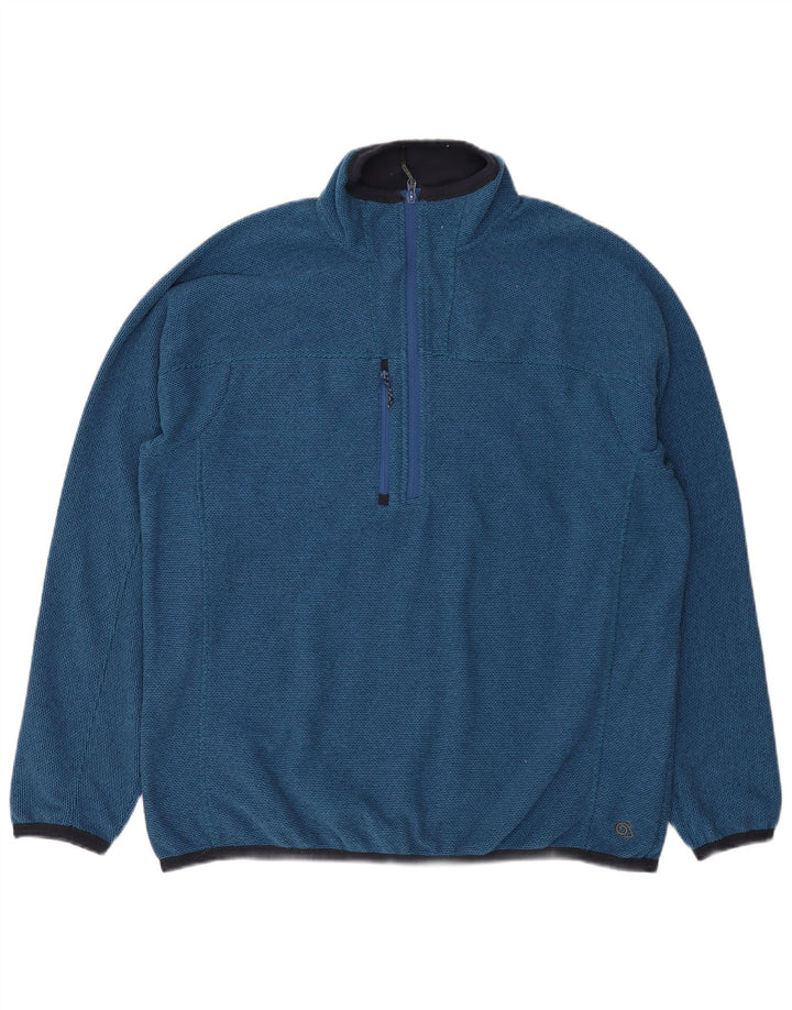 CRAGHOPPERS Mens Zip Neck Fleece Jumper XL Blue Polyester