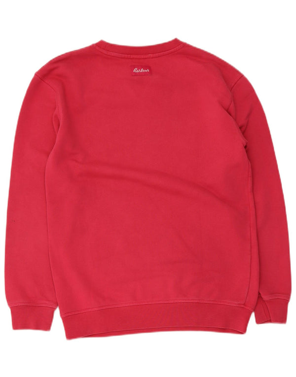 Barbour Girls Graphic Sweatshirt Jumper 12-13 Years XL Pink Cotton