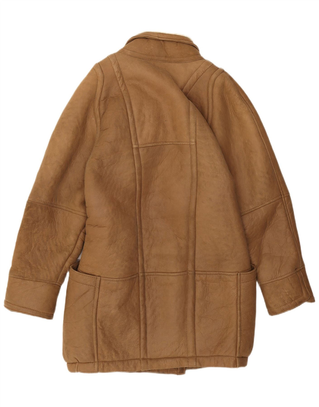 Miss Astor Womens Shearling Coat IT 42 Medium Beige Leather