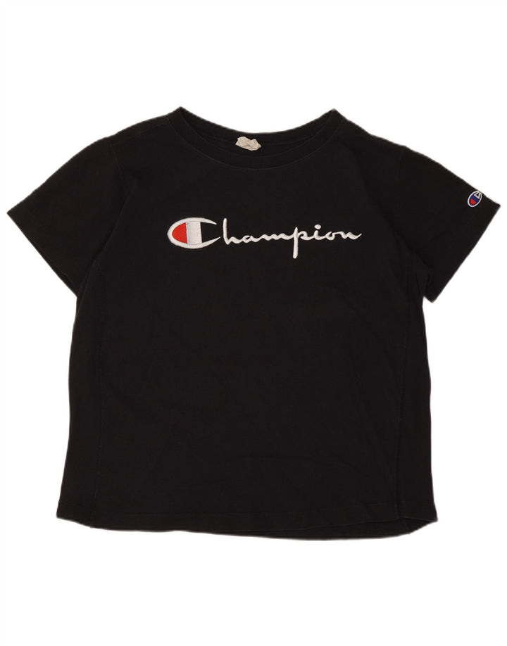 Champion Womens Graphic T-Shirt Top UK 10 Small Black