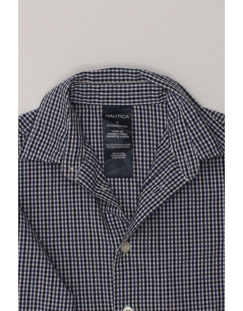 NAUTICA Boys Shirt 4-5 Years Navy Blue Gingham Cotton | Vintage Nautica | Thrift | Second-Hand Nautica | Used Clothing | Messina Hembry 