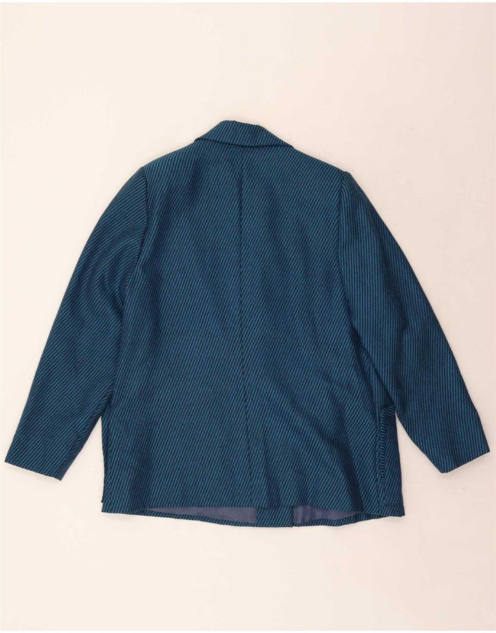 Vintage Womens Double Breasted Blazer Jacket UK 18 XL Blue Striped