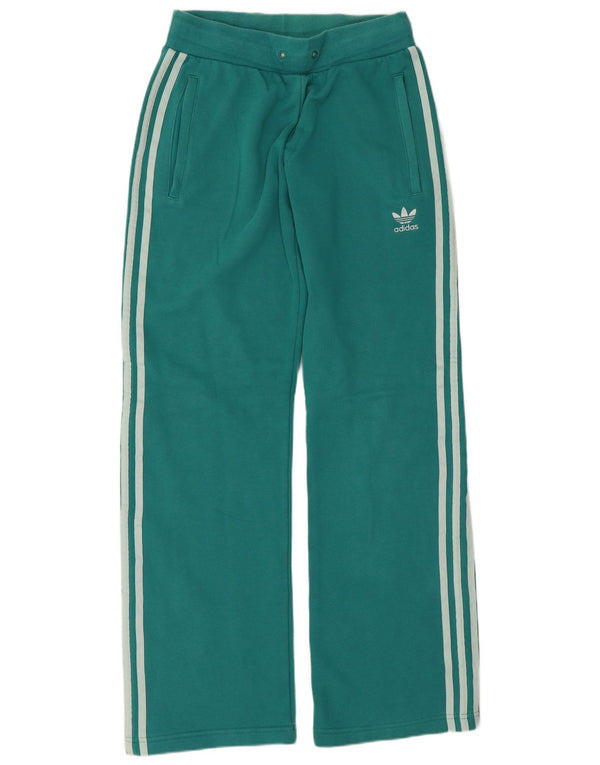 Adidas Womens Tracksuit Trousers UK 12 Medium Green Cotton