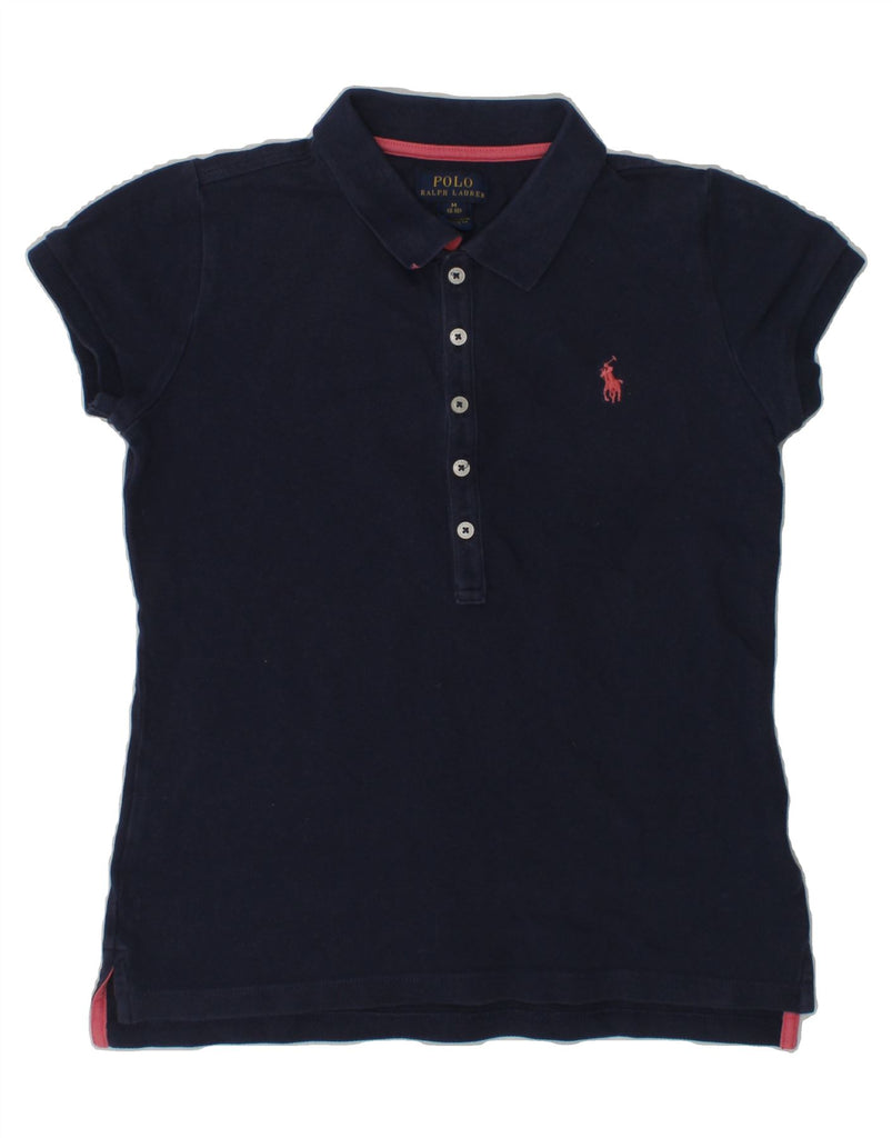 POLO RALPH LAUREN Girls Polo Shirt 8-9 Years Medium Navy Blue Cotton | Vintage Polo Ralph Lauren | Thrift | Second-Hand Polo Ralph Lauren | Used Clothing | Messina Hembry 