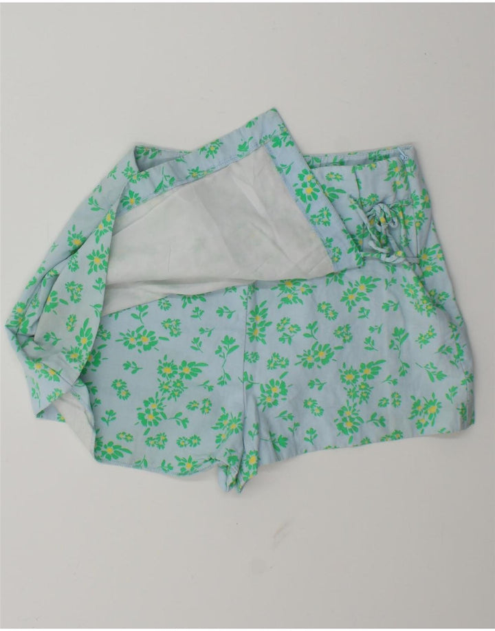 Zara Womens Hot Pants Large W30 Blue Floral Viscose