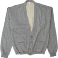 VINTAGE Mens Cardigan Sweater Large Grey Cotton