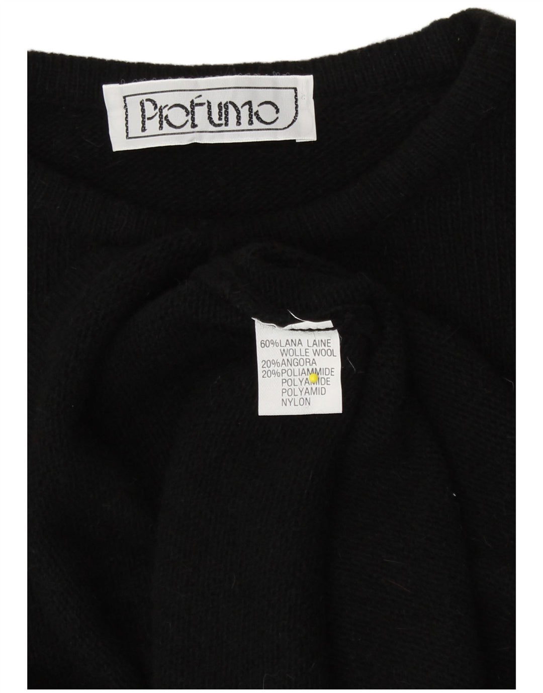 Vintage Womens Graphic Crew Neck Jumper Sweater UK 16 Large Black Wool