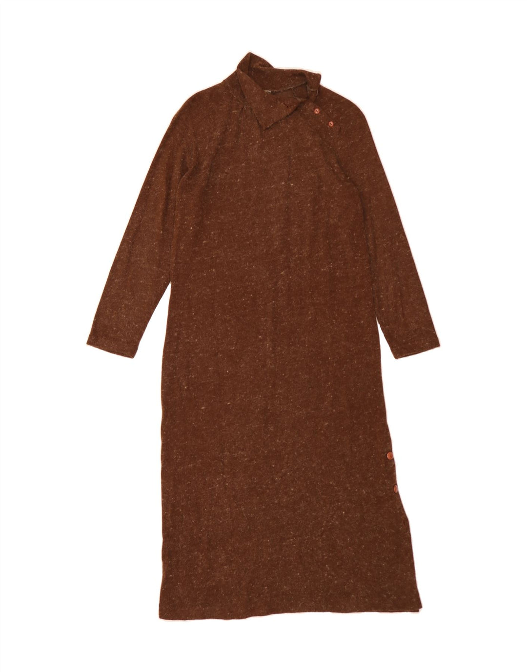VINTAGE Womens Long Sleeve Maxi Dress UK 12 Medium Brown Vintage Vintage and Second-Hand Vintage from Messina Hembry 