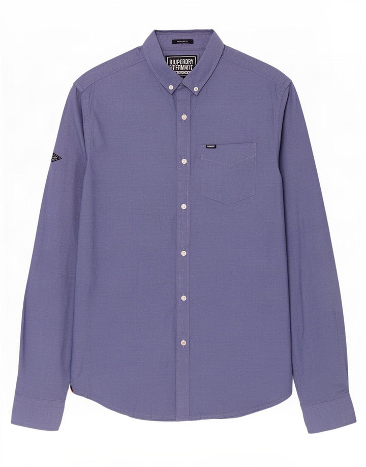 Superdry Mens Regular Fit Shirt Medium Blue Cotton