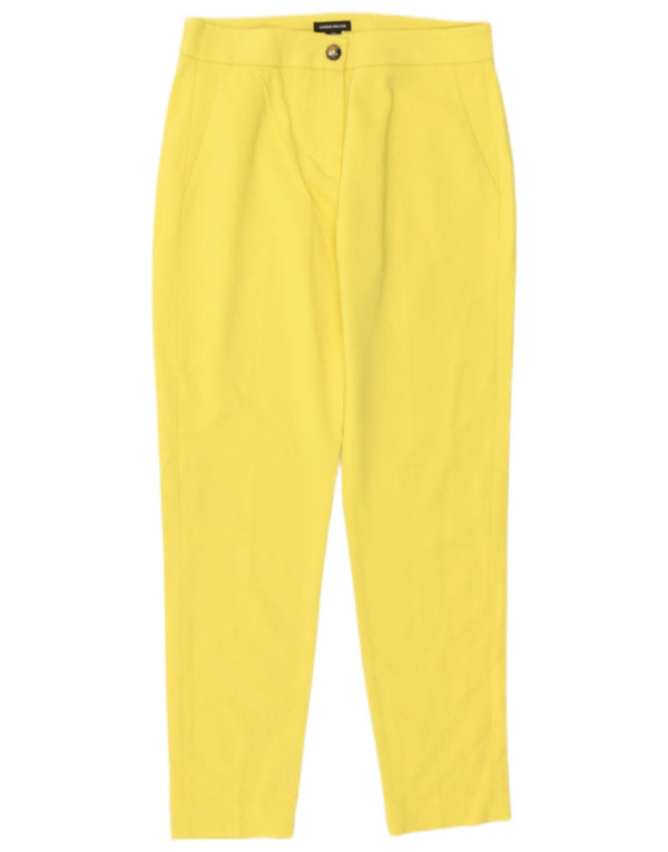 Karen Millen Womens Slim Casual Trousers UK 8 Small W27 L27 Yellow Cotton