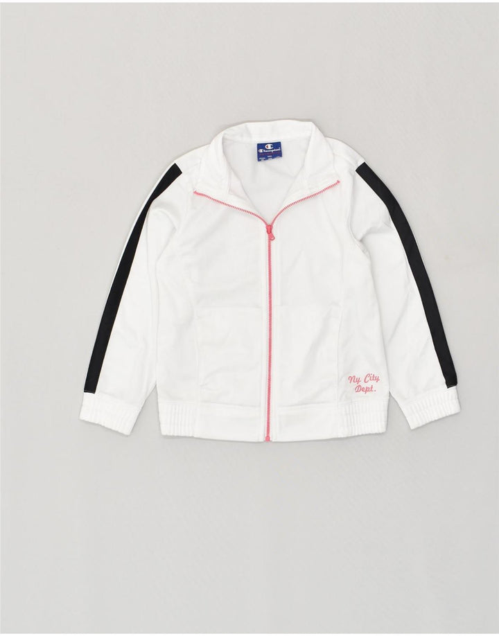 CHAMPION Girls Tracksuit Top Jacket 5-6 Years XS  White Polyester | Vintage Champion | Thrift | Second-Hand Champion | Used Clothing | Messina Hembry 