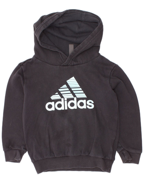 Adidas Boys Graphic Hoodie Jumper 6-7 Years Black Cotton