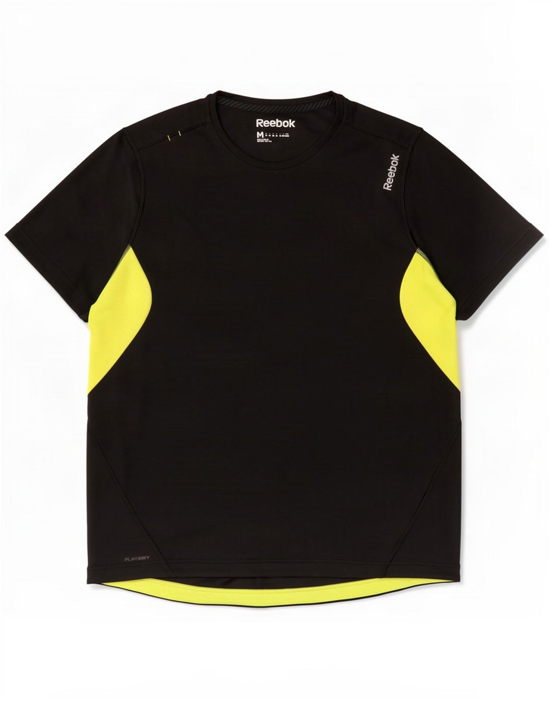 Reebok Mens T-Shirt Top Medium Black Colourblock Polyester