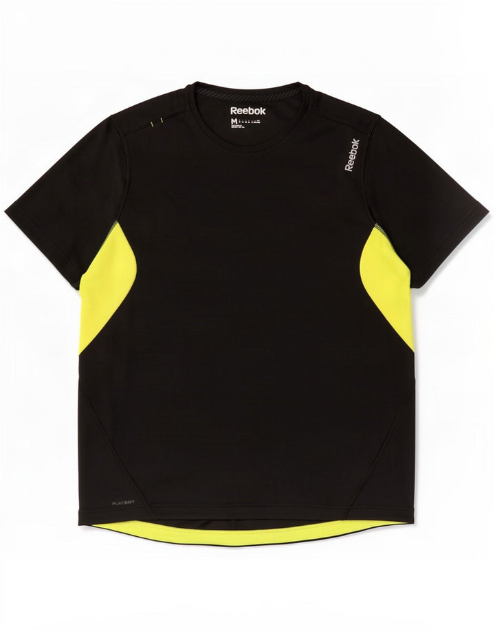 Reebok Mens T-Shirt Top Medium Black Colourblock Polyester