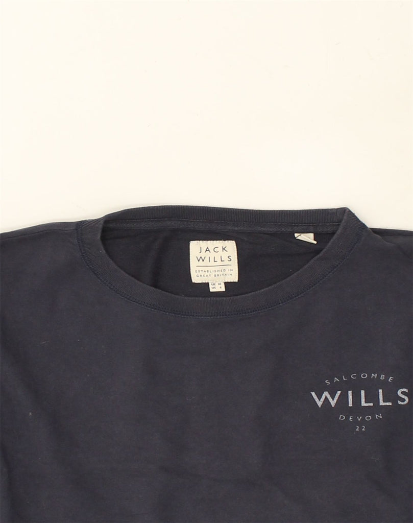 JACK WILLS Womens Oversized Crop Sweatshirt Jumper UK 10 Small  Navy Blue | Vintage Jack Wills | Thrift | Second-Hand Jack Wills | Used Clothing | Messina Hembry 